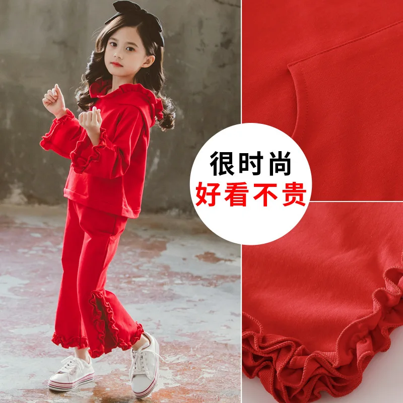 

Children 2020 Fashion Western Style CHILDREN'S Suit Girls Spring And Autumn Big Boy Solid Color Two-Piece Set Childrenswear