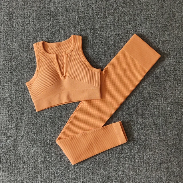 2/4/6PCS Seamless Women Yoga Set Workout Sportswear Fitness Bra Sport Pants Gym Clothing High Waist Leggings Shorts Sports Suits LightCoffee