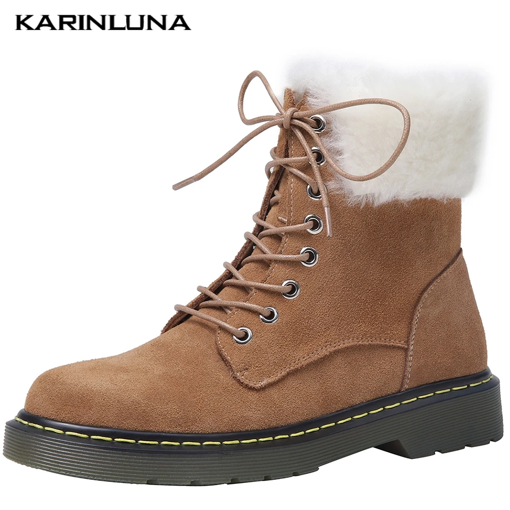 Karinluna/2019 г., лидер продаж, новые модные ботильоны на молнии на не сужающемся книзу массивном каблуке Женская обувь Женская теплая зимняя