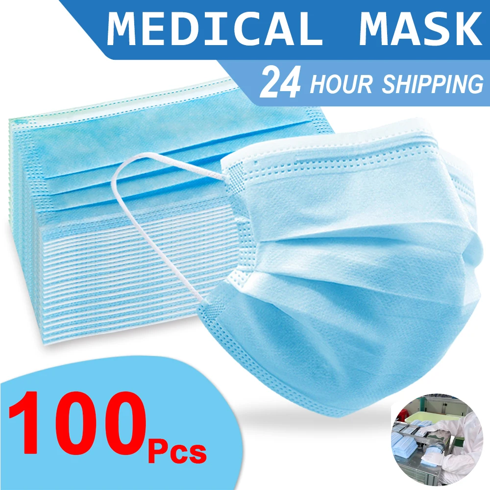 Free-Ship Disposable Surgical Medical Face Mask Anti-pollution 3-Layer Ear-Loop Influ Breathable Health | Красота и здоровье