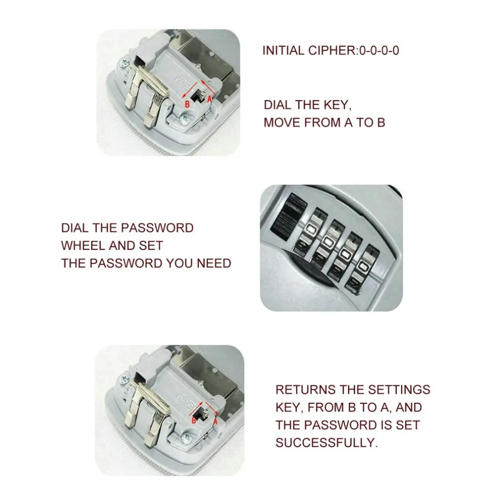 Key Safe Box MetalKey Lock Box Wall Mounted Aluminum alloy Weatherproof 4 Digit Combination Key Storage Lock Box drop shipping