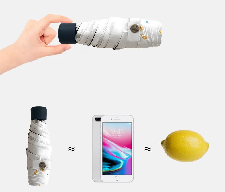 YADA 2020 INS Light Mini Fruit Pineapple Umbrellas Rainy Five Pocket Folding Cartoon Umbrella For Women Men UV Umbrella YD200038