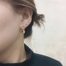 Милые Позолоченные маленькие серьги-гвоздики в форме звезды для женщин и девушек