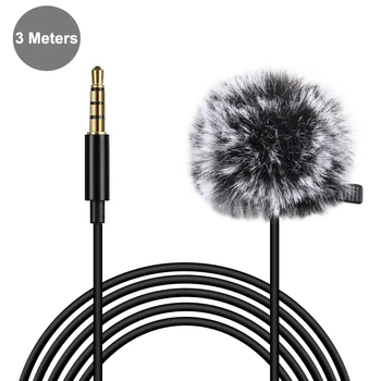 

Top Deals PULUZ 3M 3.5mm Jack Lavalier Wired Condenser Recording Microphone with Fur Windsn Cap