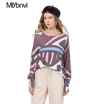 

Striped Printed Sweater Women Funny Causal Spring Winter Pull Femme Long Sleeve Knit Pullovers Loose Top Jumpers 2020