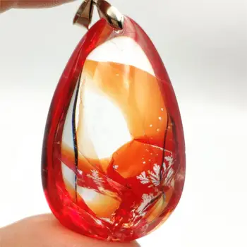 

Genuine Natural Red Limonite Quartz Phantom Crystal Multi-inclusions Pendant 40x28x20mm For Women Man Rare Fashion AAAAA