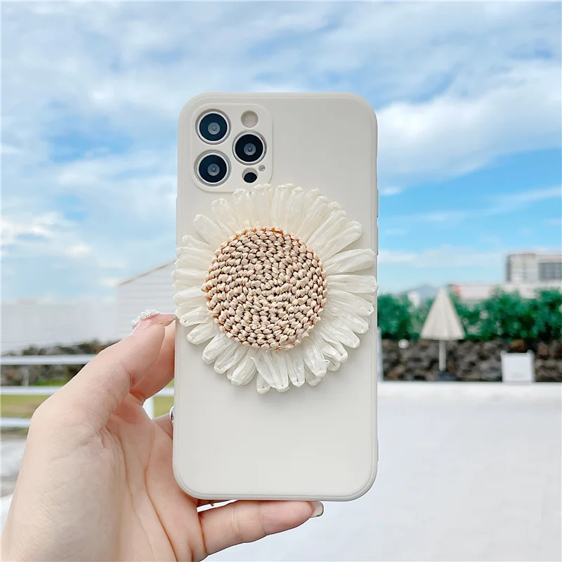 12 case Cute 3D daisy flower case For iphone 11 11 Pro Max 12 12Pro SE 2020 7 8 Plus X XR XS silicone cover capa