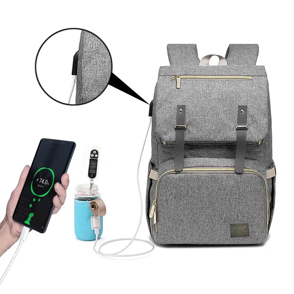Рюкзак для мамы и ребенка, многофункциональный рюкзак с USB, новая водонепроницаемая сумка, рюкзак большой емкости, Прямая поставка Y12.10 - Color: GY