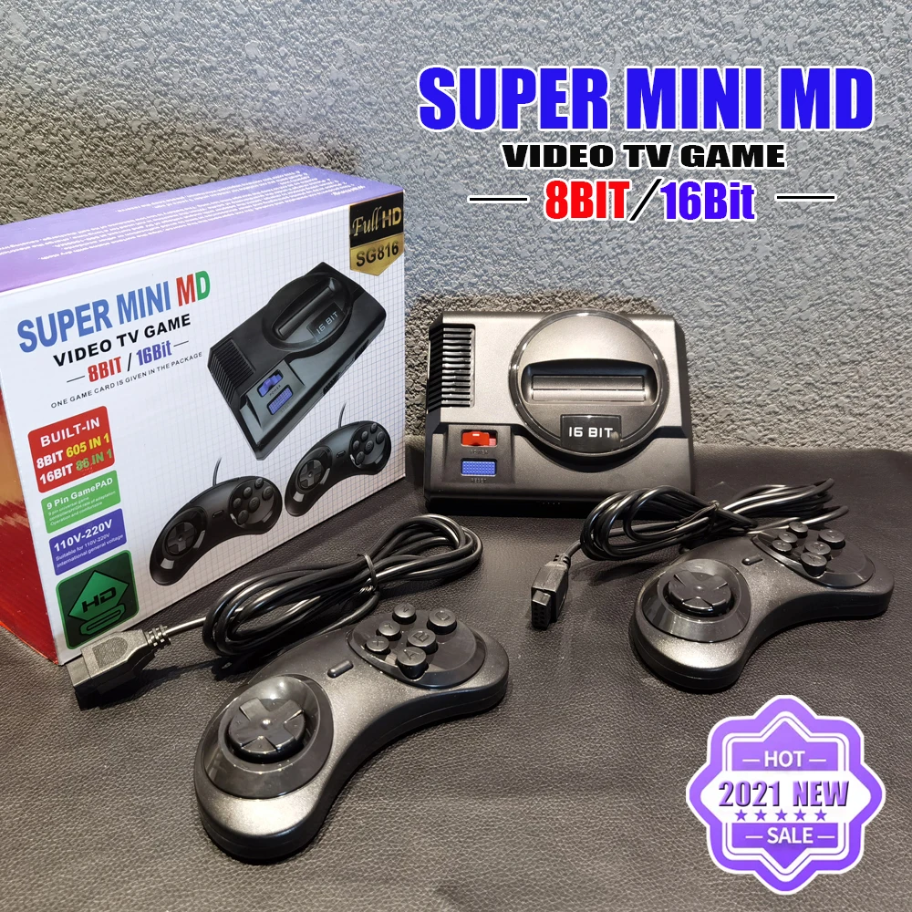 Игровая консоль SG816 Super Retro Mini TV для Sega Mega Drive MD 16 бит 86 игр 8 605 различных встроенных 2
