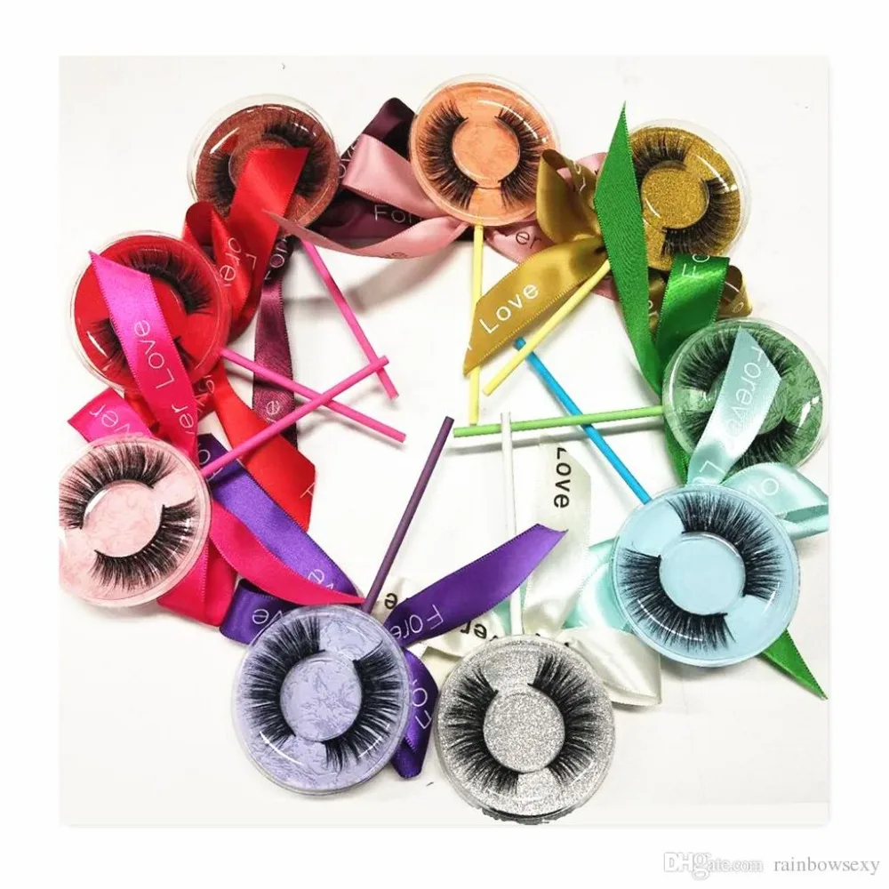 Aceite o Oem Seashine Pirulito Estilos 3d Faxu Vison Cílios Falsos Mink Extension Rainbow Cor 10pcs 16 5 Cheap Cílios postiços