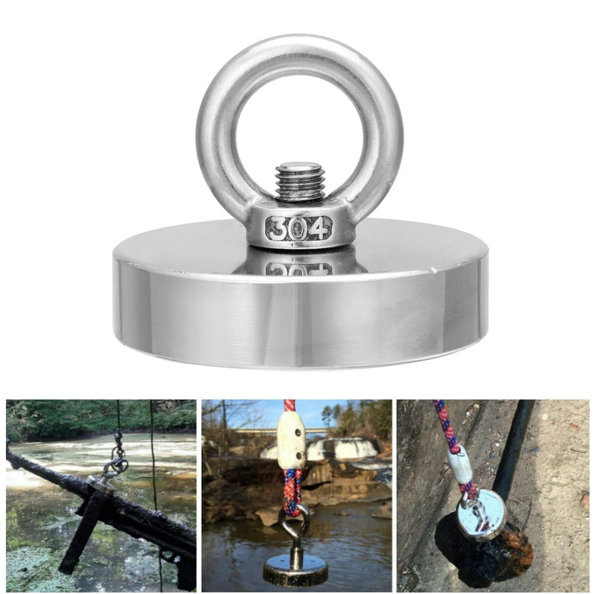 

Strong Salvage Magnet with hole Fishing Magnet Neodymium NdFeB Magnet Magnetic Hook for Deep Sea Salvage Fishing dropshipping