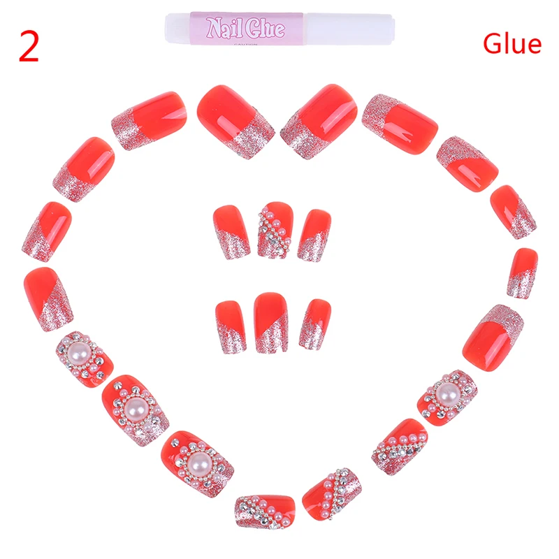 24 шт очаровательные обнаженные фиолетовые градиентные/красные 3D накладные ногти