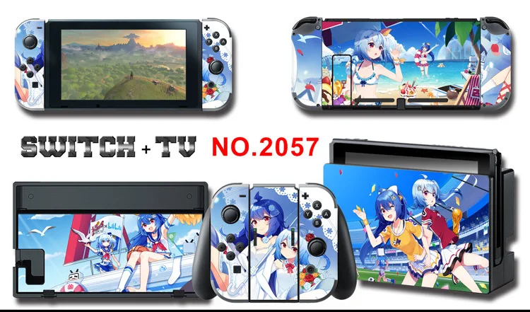 1set New Cute Anime Full Body Sticker for NS Switch Protective Cover Skin Colorful Art for Game Console Joy-Con Controller Decor