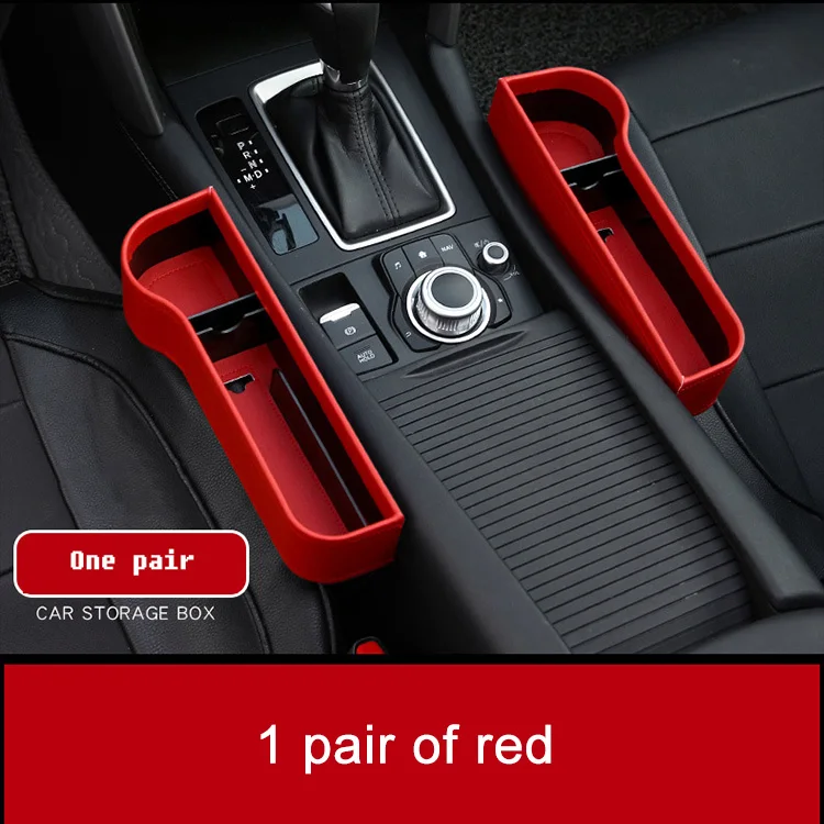 1 Pair Red Коробка для хранения, органайзер для автомобиля, чехол для сиденья из ПУ, карман для автомобильного сиденья с Боковым Разрезом для кошелька, телефона, монет, сигарет, ключей, карт, универсальный - Название цвета: 1 Pair Red