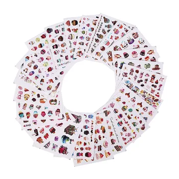 

24pcs/pack Mixed Colorful Designs Cake Ice Cream Nail Sticker Women Makeup Water Tattoos Nail Art Decals Decor