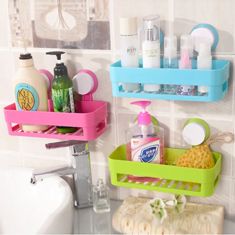 

Creative Hole Punched Double Sucker Bathroom Rack Suction Wall Bathroom Corner Storage Draining Shelf Sub-