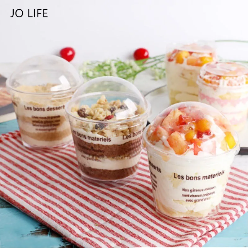 

JO LIFE 25pcs Transparent Disposable Clear-Up Mousee Ice Cream Cup Non-Toxic Dessert Containers