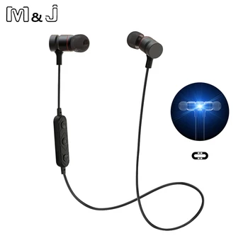 

M&J Comfortable Wireless Bluetooth Earphones Magnetic Stereo Noise Reduction Sport Running Earbuds With Mic Earpiece For Phone