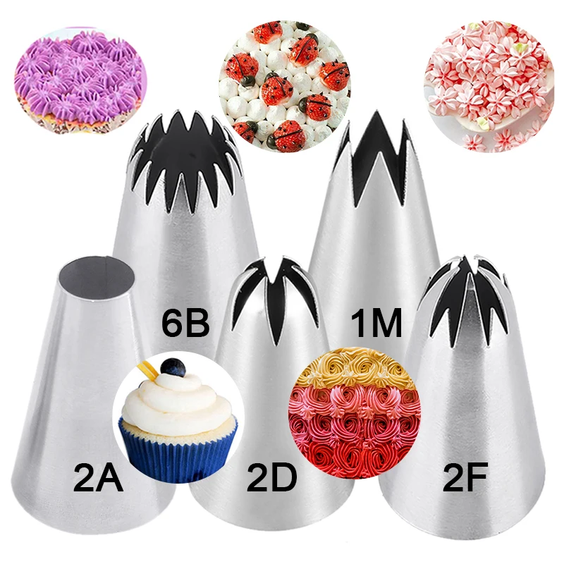 

1M#2A#2D#2F#6B Russian Icing Piping Pastry Nozzles For Cakes Fondant Decor Confectionery Flower Cream Nozzle Kitchen Gadgets