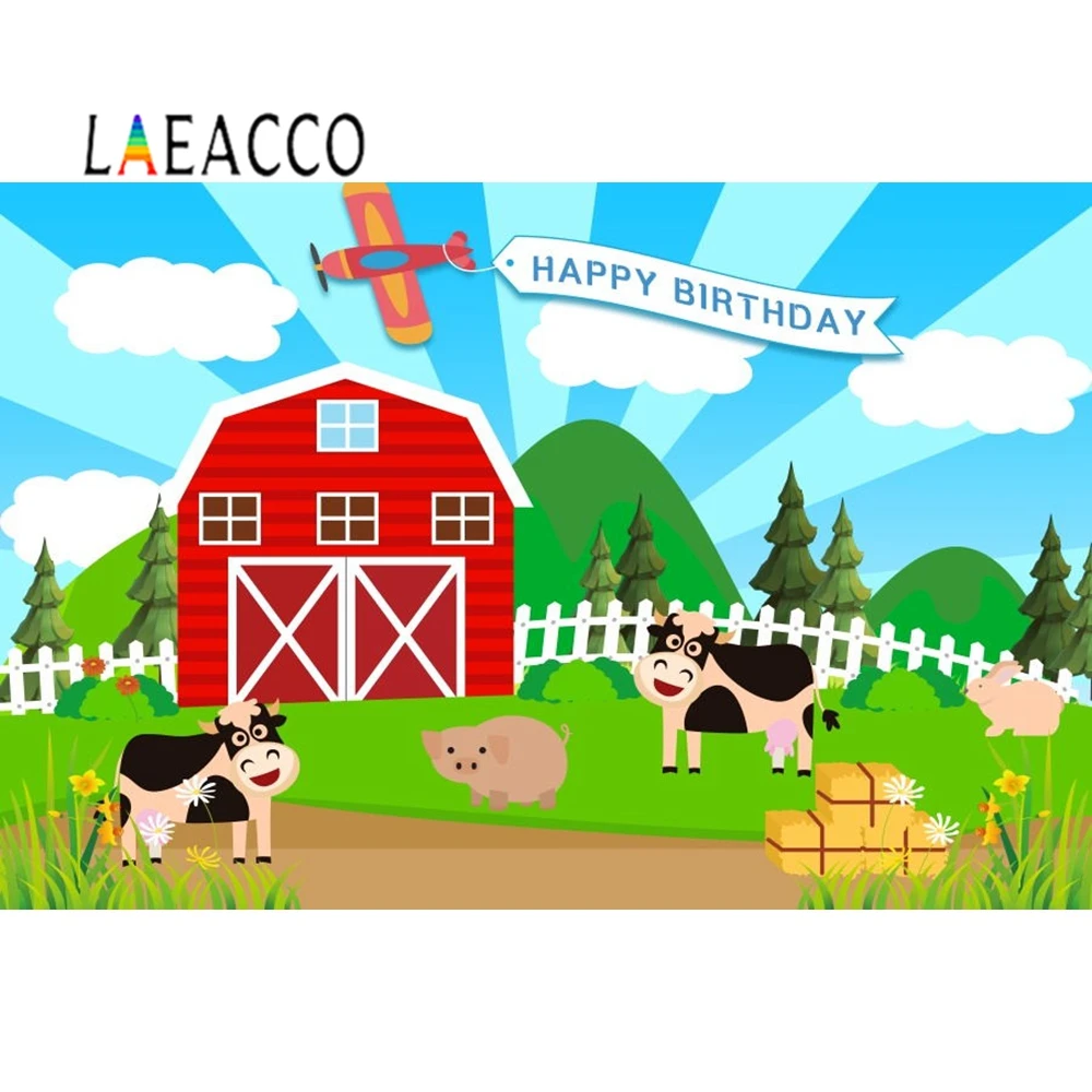 

Laeacco Farm Animal House Cow Christmas Tree Backdrop Baby Birthday Party Photographic Backgrounds For Photo Studio Photophone