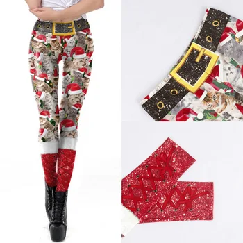 

Leggings Women 3D Christmas Digital Printing High Waist New Christmas Holiday Casual Fitness Elastic Skinny Stretch Leggings