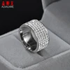 Auxauxme 5 Row Lines Clear White Stones Wedding Rings For Women Fashion Zircon Stainless Steel Female Teen Jewelry 4