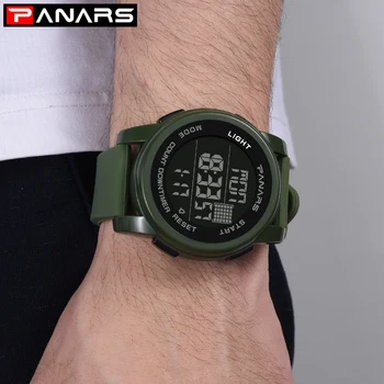 

PANARS Military Men Watches Green Multi Function Military Sports Led Dual Movement Man Digital Watch 5Bar Waterproof Relogio