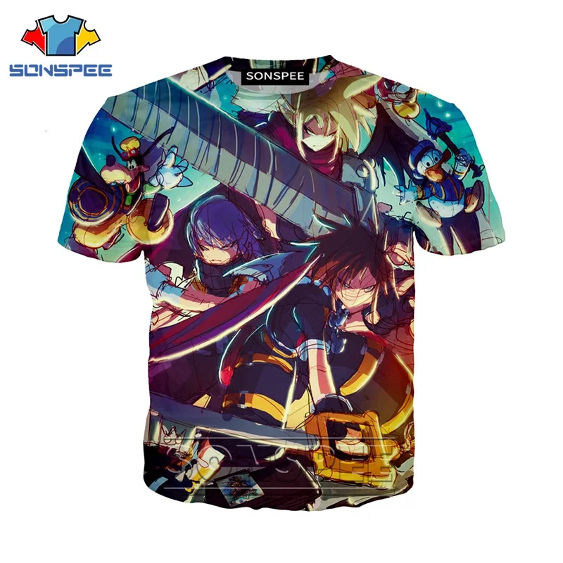 Аниме 3d печать игра футболка рок Королевство Сердца уличная мужской костюм Женская модная футболка Harajuku Детские рубашки homme футболка A176