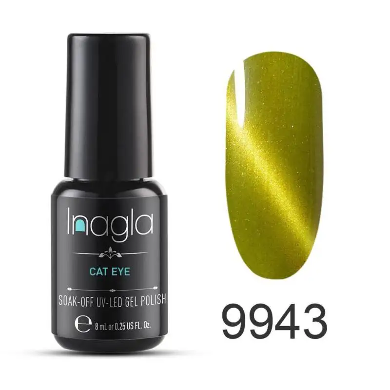 9943 Inagla 8 мл Galaxy кошачий глаз лак для ногтей Блеск для ногтей УФ лампа 9D Хамелеон для использования с магнитом гель лак для ногтей Черный цвет необходимый гель - Color: 9943