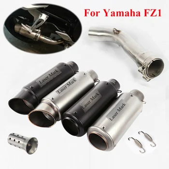 

FZ1 Motorcycle Exhaust Whole Set Pipe Mid Connect Link Pipe Tips Muffler With DB Killer Slip on for Yamaha FZ1 Dirt Bike Escape