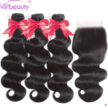 

Body Wave Bundles With Closure Brazilian Hair Weave Bundles 4X4 Swiss Lace 3 4 Bundles With Closure Human Hair Extension Remy