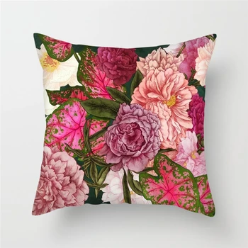 

Nanacoba Floral Cushion Covers Short plush Throw Pillow Covers For Home Sofa Bedroom Pink Red Roses Plush Pillowcases