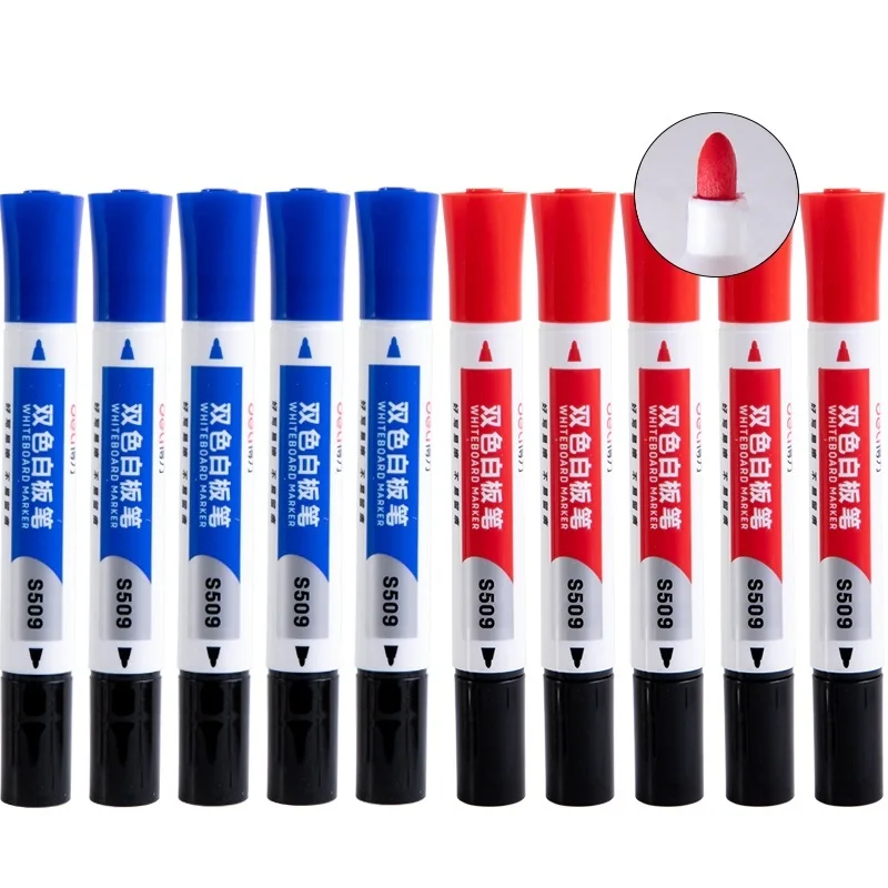 10 шт./партия, два цвета, стираемый маркер для белой доски, ручка, синий, красный, черный цвет, ручки для белой доски, офисные школьные принадлежности FB702 - Цвет: mix