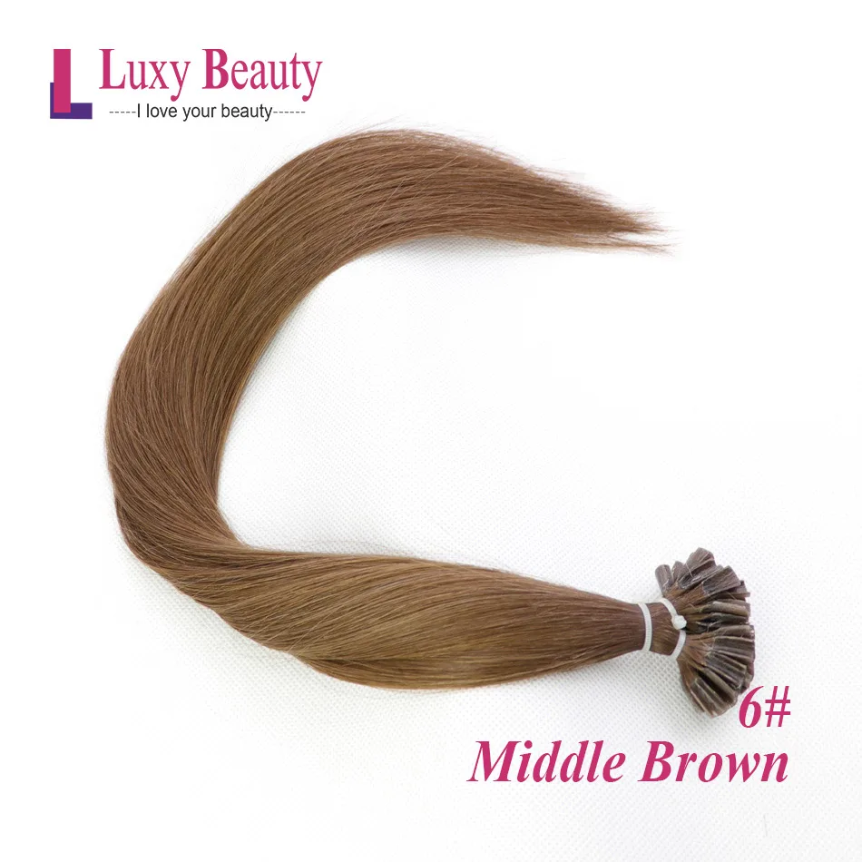LuxyBeauty, накладные волосы Remy Nail, прямые, машинное производство, 0,8 г/шт., 18 дюймов, кератиновые, Предварительно Связанные человеческие волосы, 8 цветов - Цвет: #6