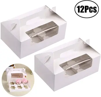 

Lvcky 12 Cavities Paper Cake Box Cookie Cupcake Pastry Packaging Gift Boxes Bakery Container