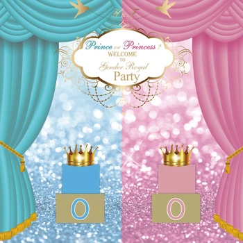 

Laeacco Baby Shower Backdrops For Photography Prince Princess Curtain Polka Dots Light Bokeh Gift Party Banner Photo Backgrounds