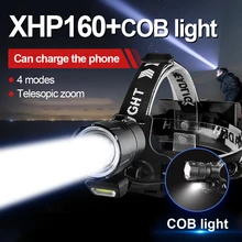 

1000000LM XHP160 Most Powerful LED Headlamp USB Rechargeable Head Flashlight XHP90.2 LED Headlight 18650 Fishing Head Torch Lamp