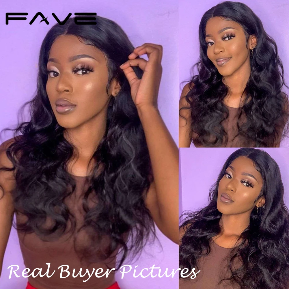 FAVE Lace Front Human Hair Wigs With Baby Hair Brazilian Lace Part Natural Wave Wig 150% Remy Pre Plucked Hairline Wigs