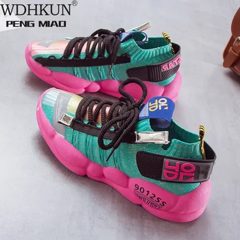 

Fashion Sneakers Women Platform Sneakers Casual Shoes Women 2020 Flying Breathable Mesh Women Sneakers Yellow Basket Femme W569