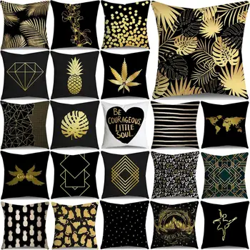 

26Sty Decorative Throw Pillow Covers Black Gold Pillowcase Classic 45x45cm Pillow Case Home Decor Sofa Living Room Decor pillows