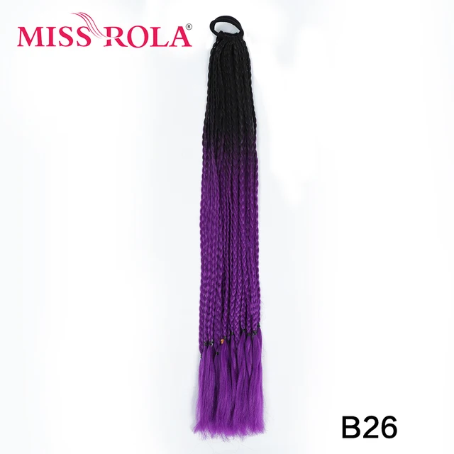 Synthetic Chignon Hair 60cm Hair Color Gradient Dirty Braided Ponytail Women Elastic Hair Rubber Band Hair Accessories Headband B26