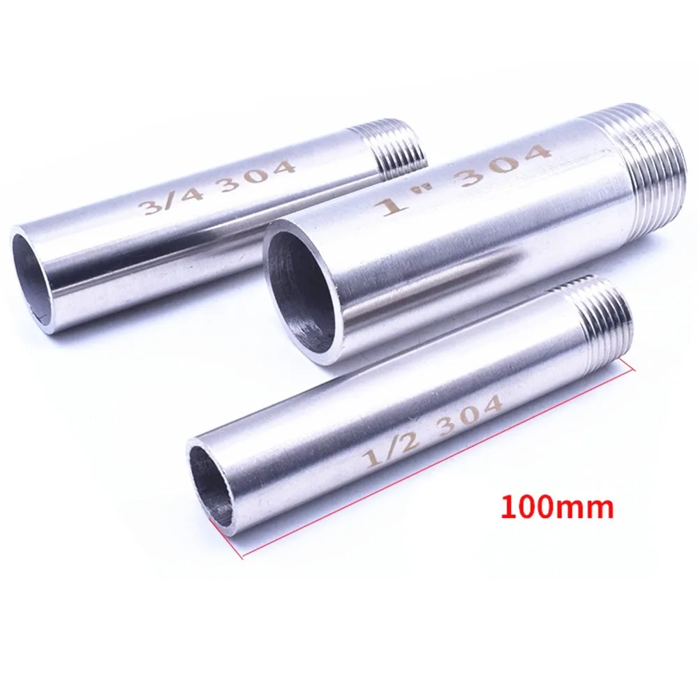 Нержавеющая сталь SS 304 длина 100 мм подключение к воде 1/4 &quot3/8&quot 1/2 &quot3/4&quot 1 &quot1 1/4&quot