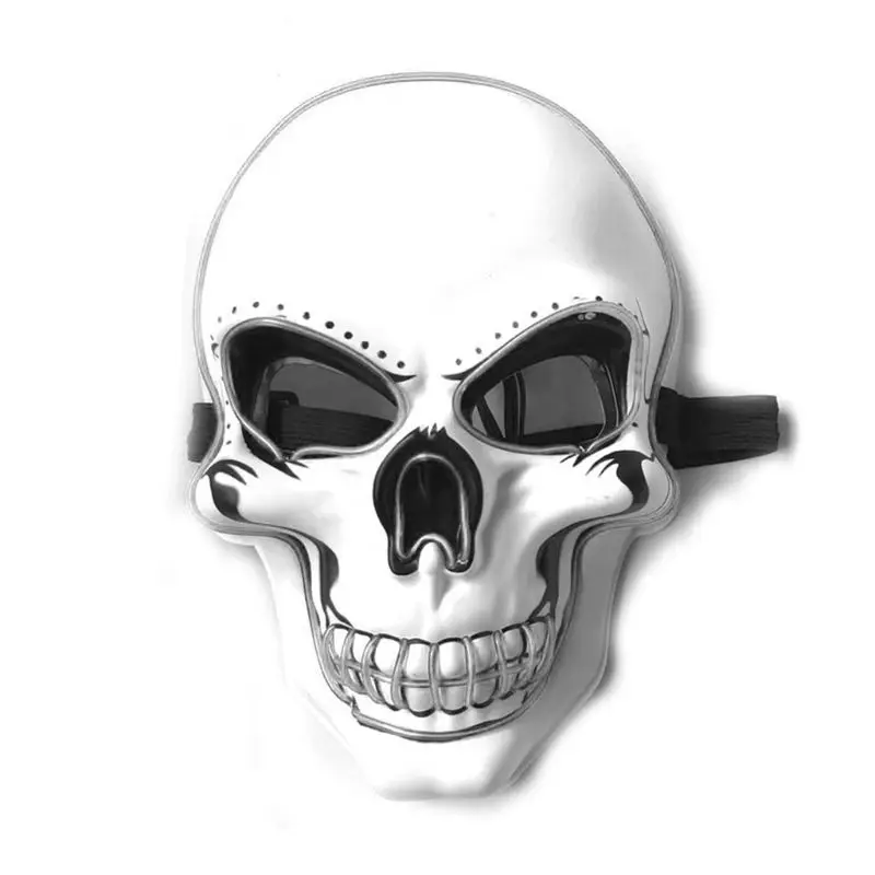 Unisex Halloween Light Up Mask Cosplay LED Scary Death Skull EL Wire Neon Fluorescent Festival Party Cosplay Costume