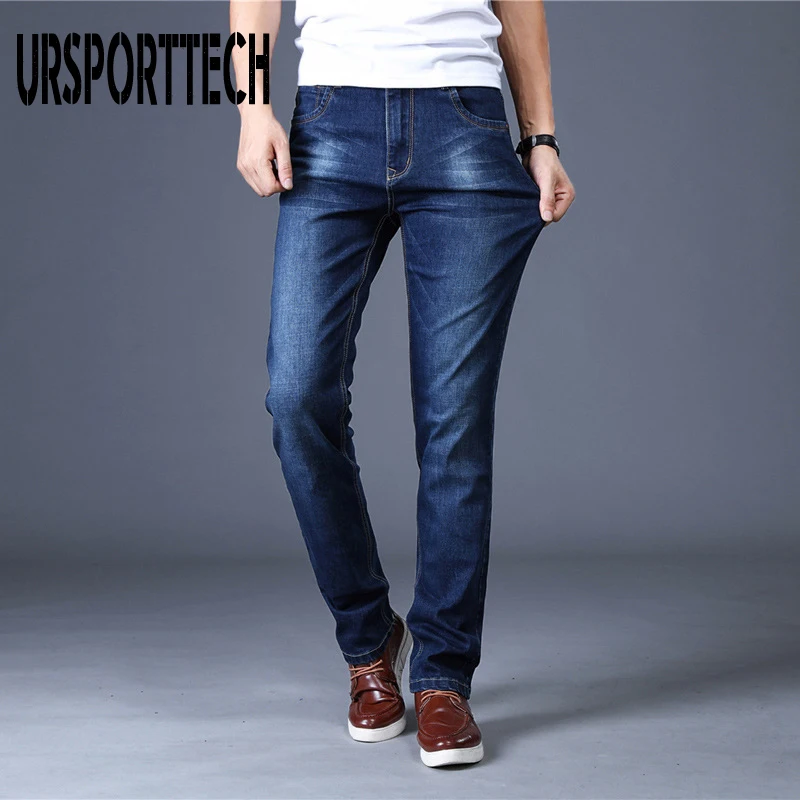 Весна Осень мужские джинсы мужские повседневные Высококачественные узкие брюки эластичные мужские брюки Модные Классические джинсовые