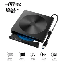 Внешний DVD-привод USB 3.0, портативный CD/DVD +/-RW привод/DVD-плеер для ноутбука, CD ROM, совместимый с USB CD-приводом, Домашнее аудио