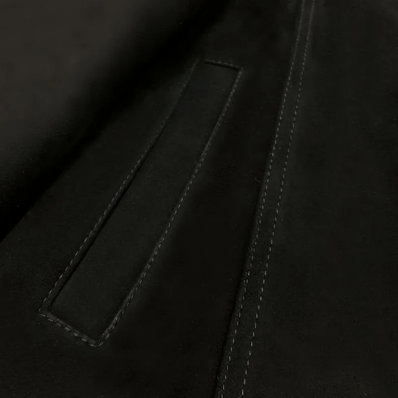 Autumn Winter New Mens Kid Suede Genuine Leather Biker Jacket Turn-Down Collar Short Slim Outerwear Single Breasted Coat men's genuine leather coats & jackets