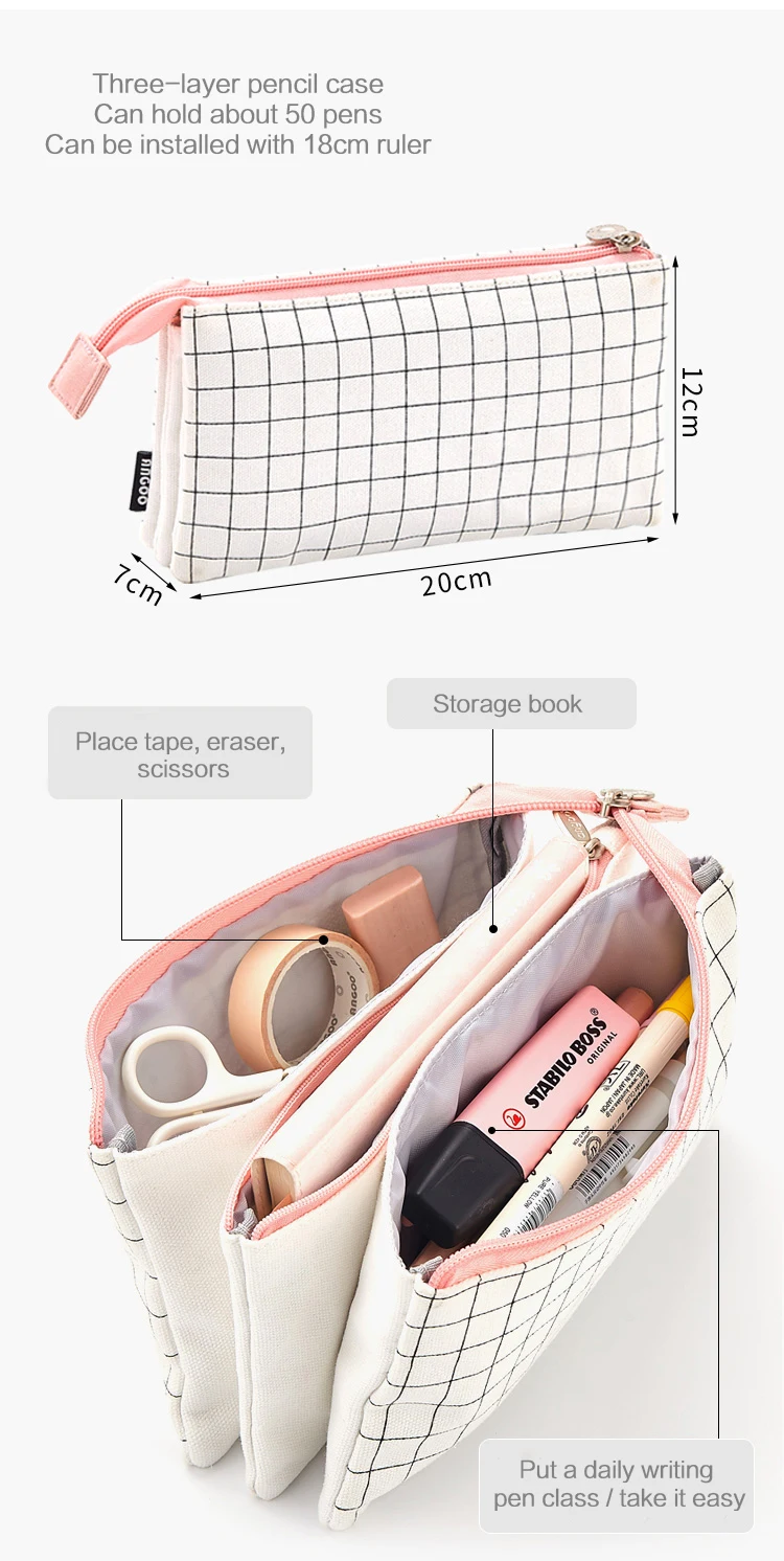 Aesthetic Check Pencil Cases