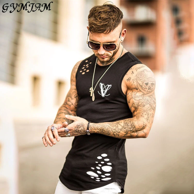 

Summer street fashion men's vest 2019 men's short-sleeved shirt jogger gyms sporter vest brand men's clothing