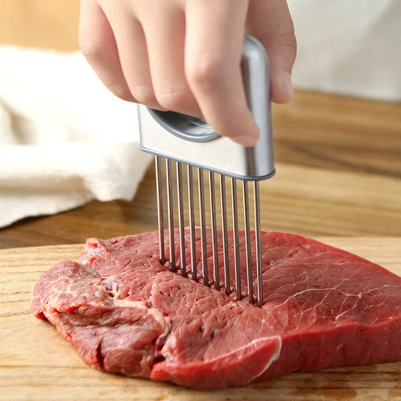 Creative Onion Fork Slicer Stainless Steel Loose Meat Needle Tomato Potato Vegetables Fruit Cutter Safe Aid Tool Kitchen Gadgets vegetable slicer fruit slicer onion slicer holder onion slicer food slicer potato slicer