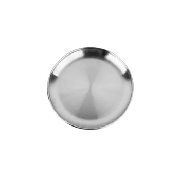 

Camping Stainless Steel Tableware Dinner Plate Food Container Holder Dish Round Tray Mess Plate Outdoor Cooking Accessories Pro*